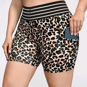LEOPARD PRINT BIKER SHORTS 0X
